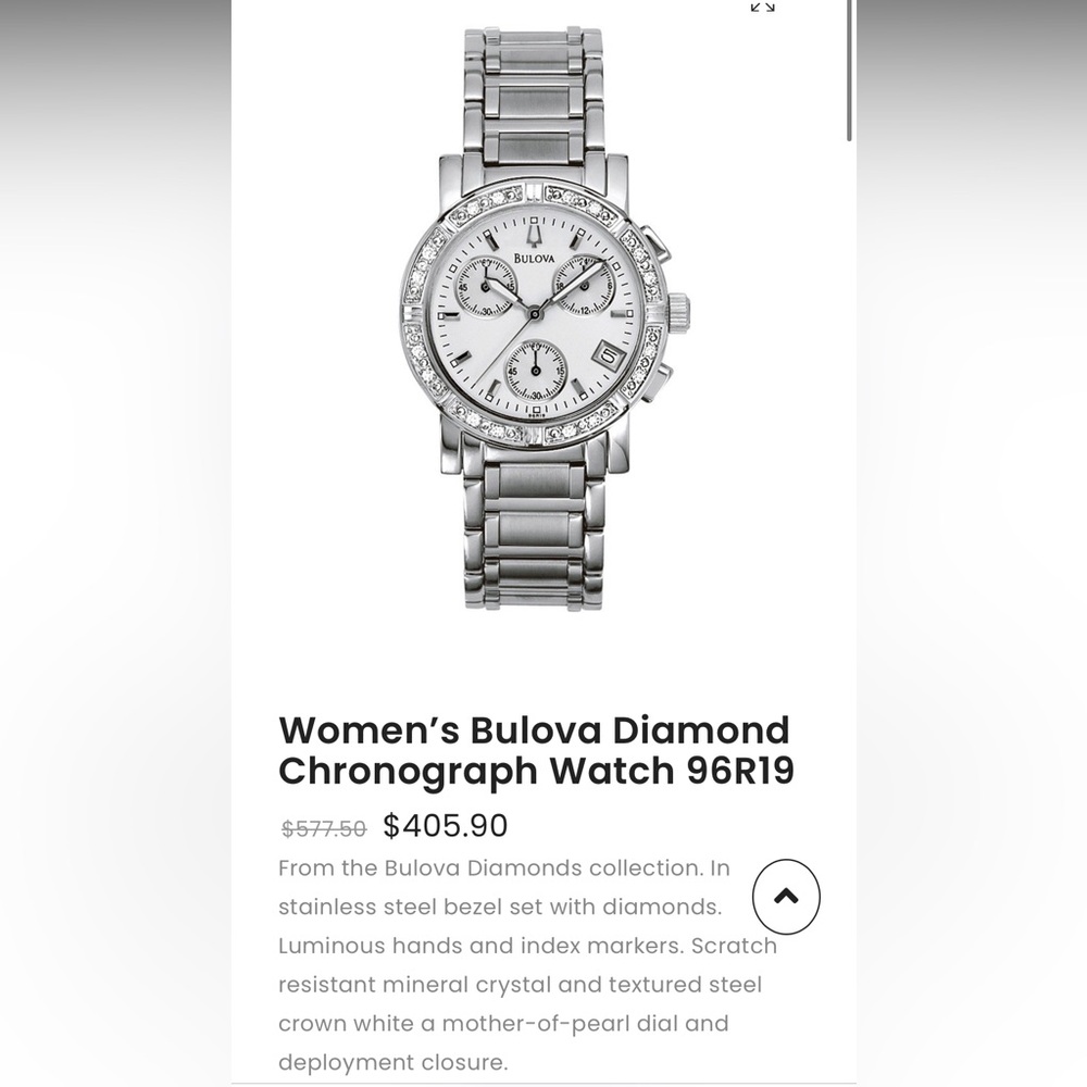 Bulova Silver Diamond Chronograph Watch